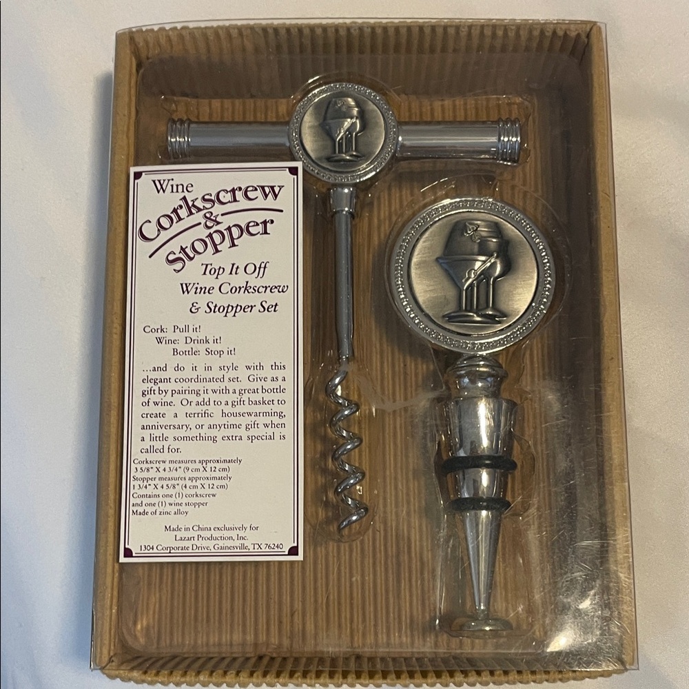Wine Corkscrew & Stopper Set - Silver